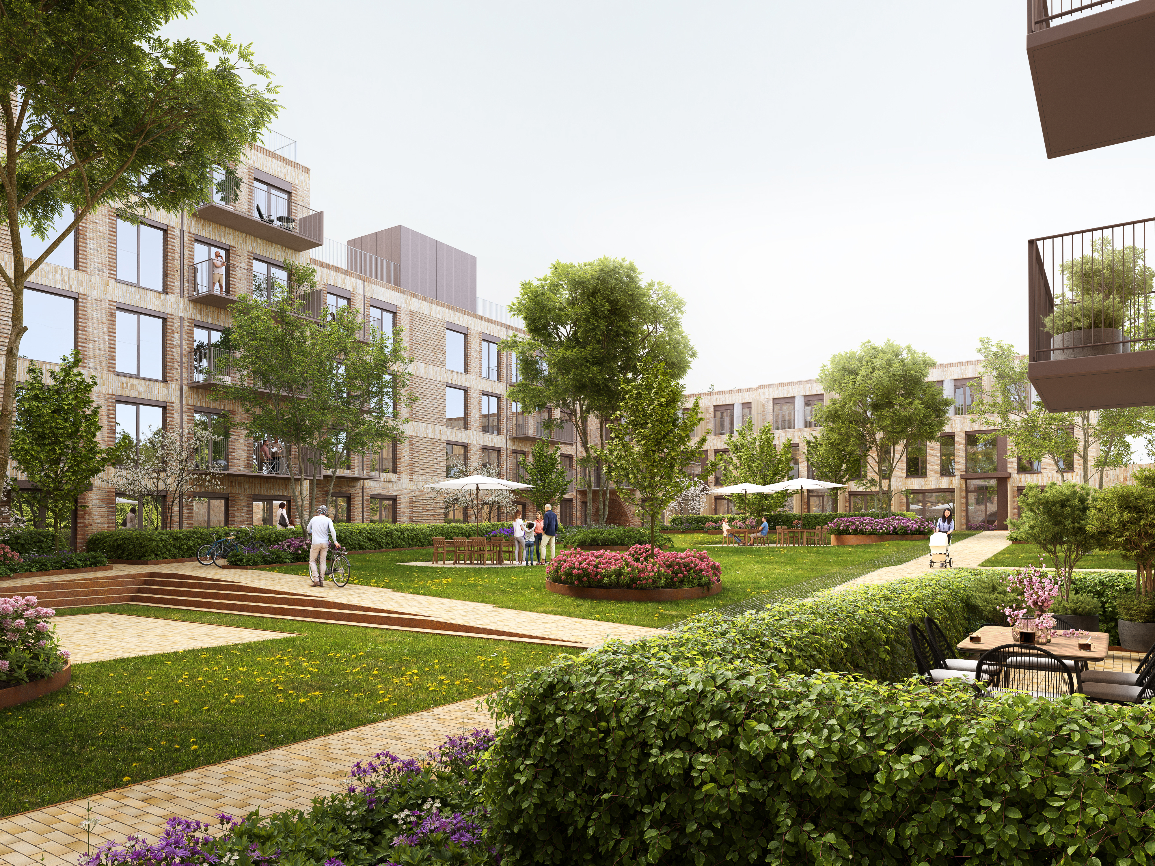 Visualisering af gårdhave KatrineTorvet i Aarhus