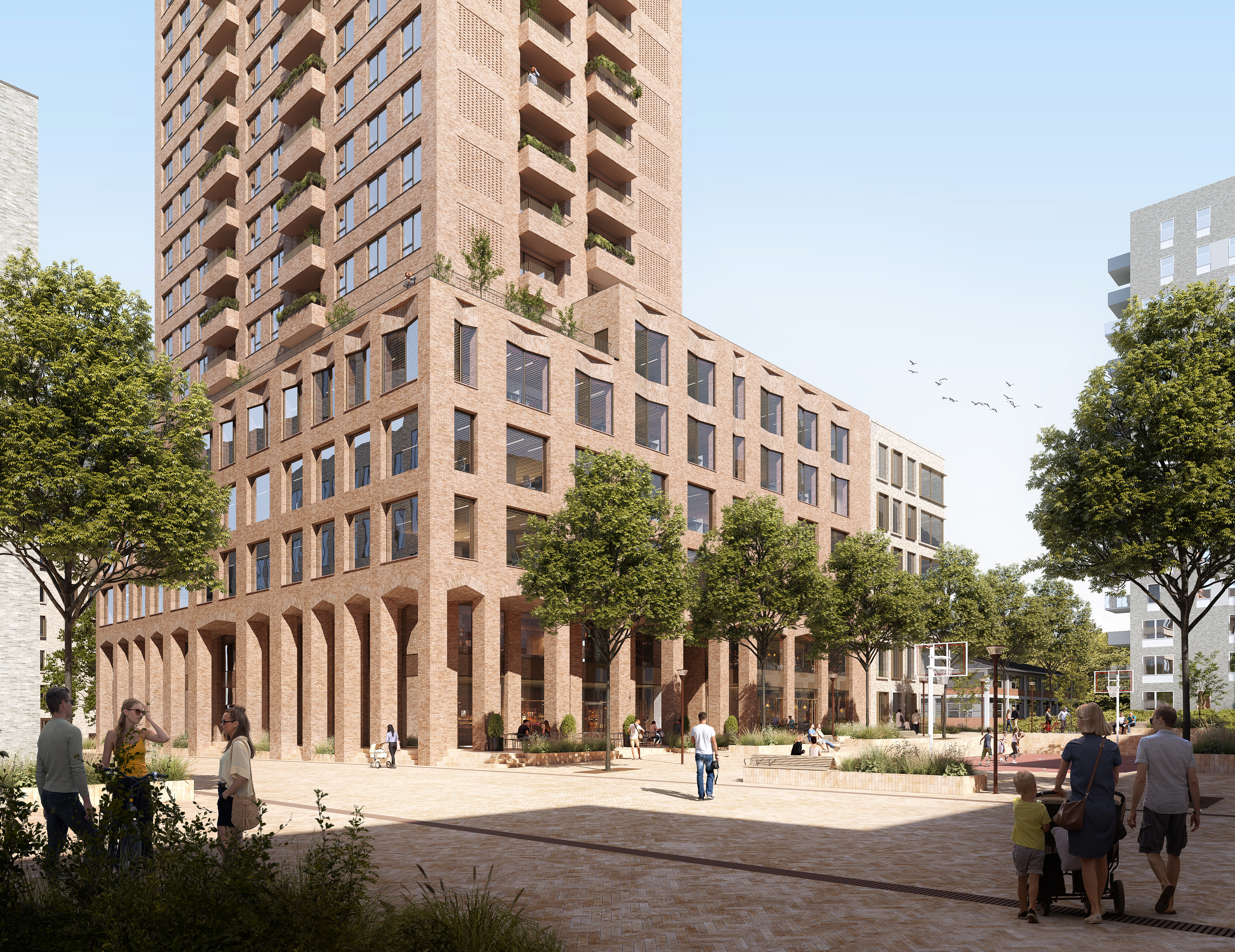 Visualisering af facade fra Torvepladsen Kathrinetorvet i Aarhus