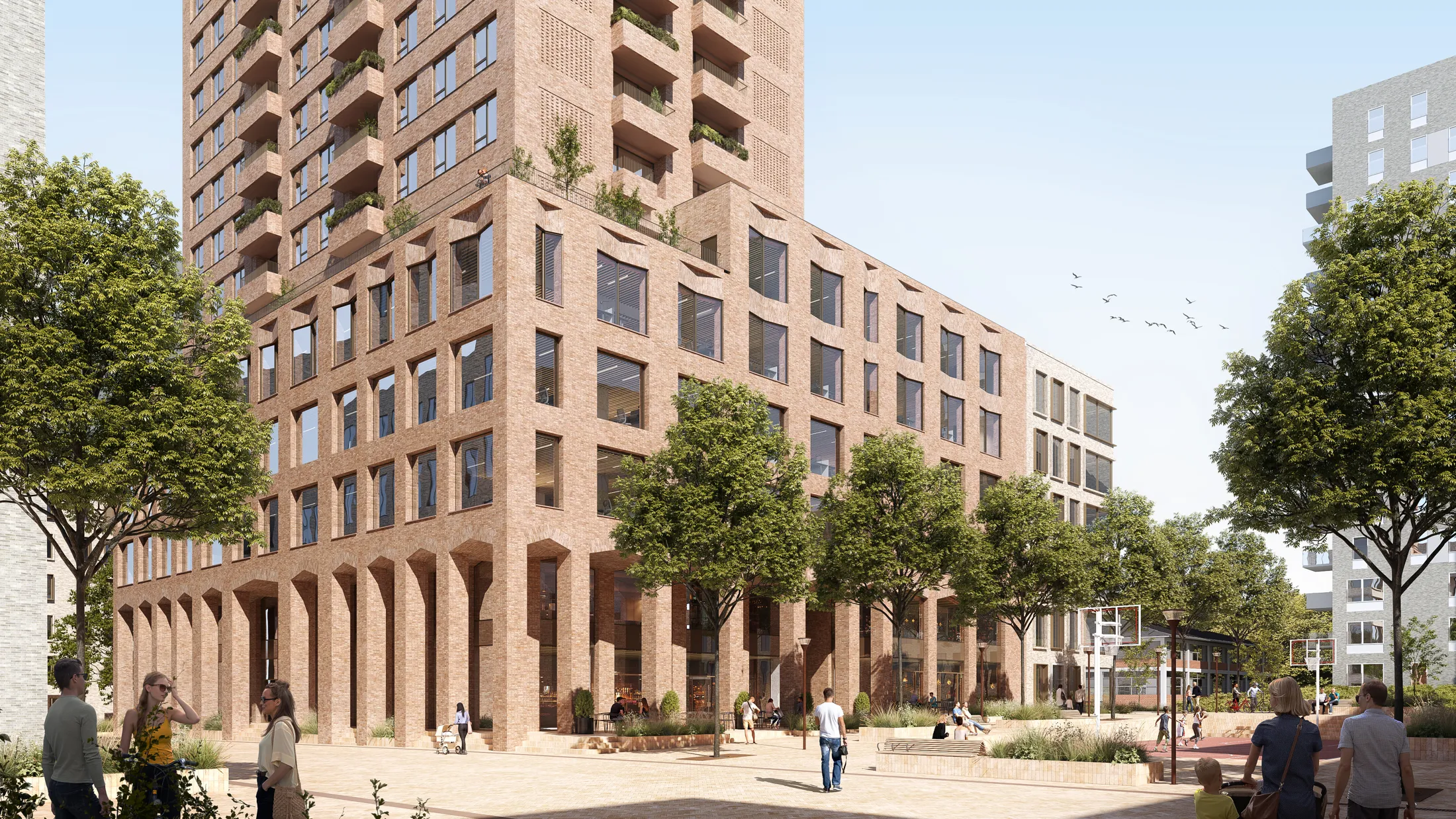 Visualisering af facade fra Torvepladsen Kathrinetorvet i Aarhus