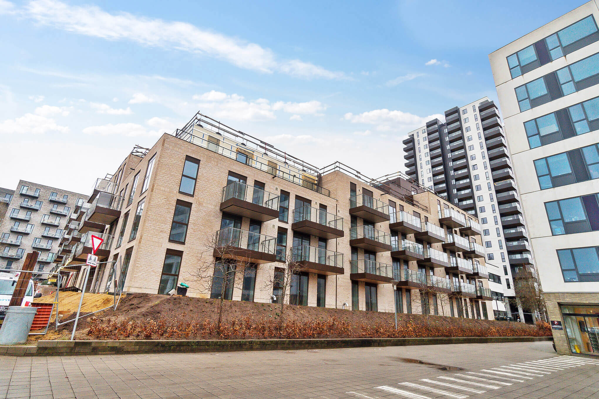 Facade og uderum Lejeboliger i Maltgården på Ceres Allé i Aarhus